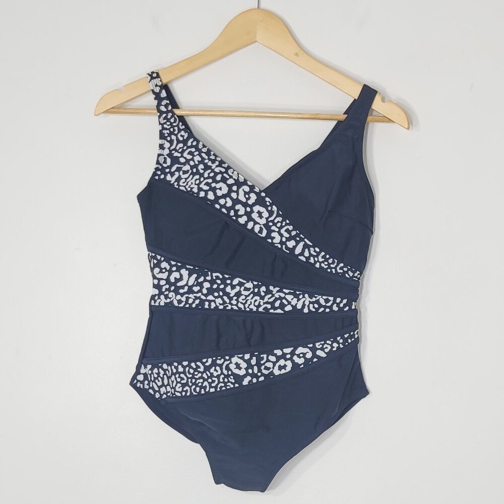 Didi Black White Leopard Print Bathing Suit Classy Swimwear One-Piece Swimsuit